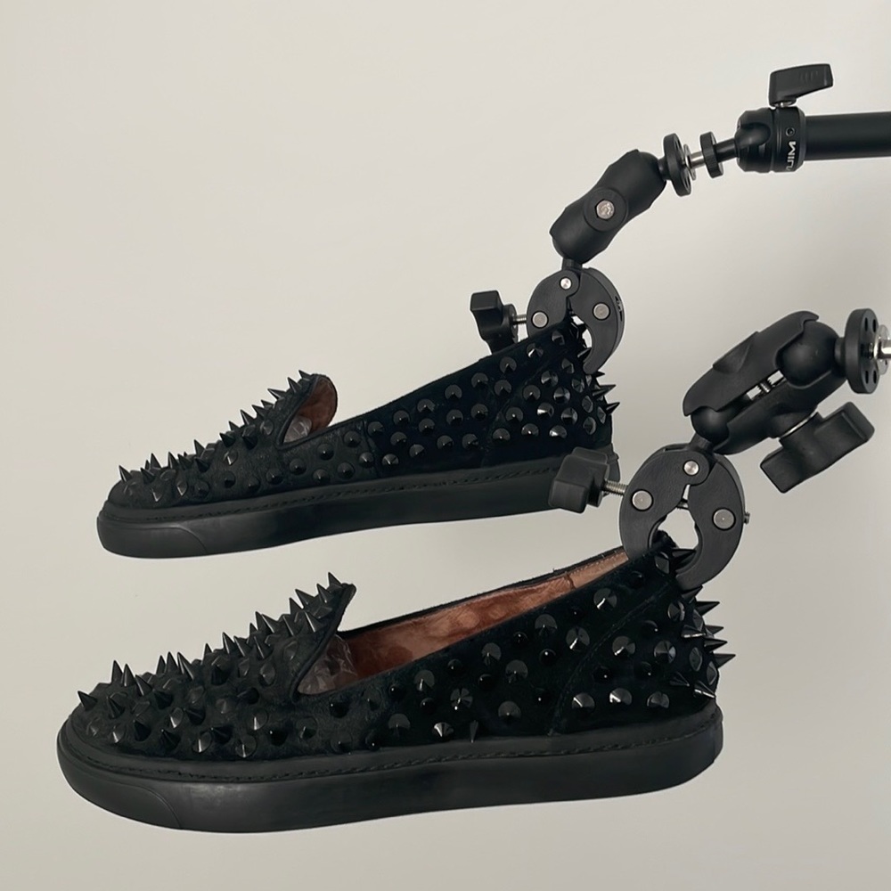 Jeffery Campbell black slip on spiked shoes